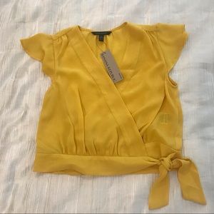 Banana Republic Petite Cropped Ruffle-Wrap Top